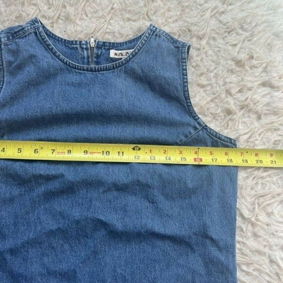 A.M.I. Vintage Women Denim Floral Embroidered Sleeveless Short Dress boho Medium - Picture 6 of 9